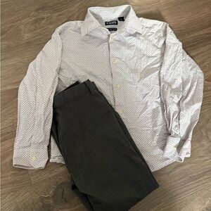 CHAPS white with diamond design shirt with gray dress pants